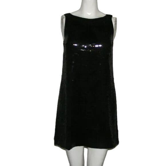 FOR LOVE & LIBERTY Evening Mini Dress, XS, Black, Square Sequins, Sleeveless - Picture 12 of 13